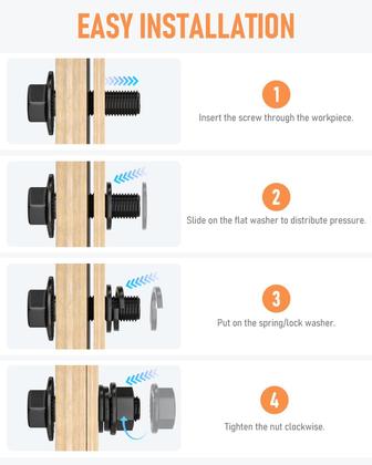 Imagem de Sortimento de parafusos métricos INCLY 300 unidades M6 M8 M10 com arruelas