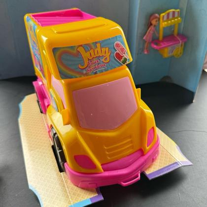 Imagem de Sorveteria de brinquedo com carrinho boneca e food truco rosa de plástico para menina maquina de sorvete presente