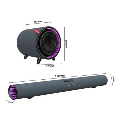 Imagem de Soundbar 170W RMS 2.1 Canais Com Subwoofer 6.5 Polegadas E Bluetooth 5.3 Com Entrada Óptica Para TV E Home Theater Potente