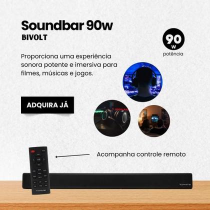 Imagem de Soundbar 2.0 Caixa De Som Preto 90w Frequência 50hz-18khz Home Theater