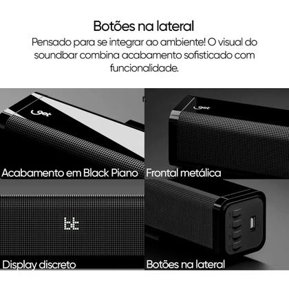 Imagem de Soundbar Barra de Som com Subwoofer sem Fio Get 2.1 240W RMS Bluetooth, USB, HDMI, Preto, Som Imersivo