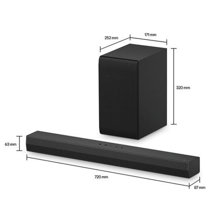 Imagem de Soundbar LG 300W RMS, 2.1 Canais, Dolby Digital, Sem Fios, Bluetooth 5.3, Entrada Óptica, HDMI, AI Sound Pro - S40T