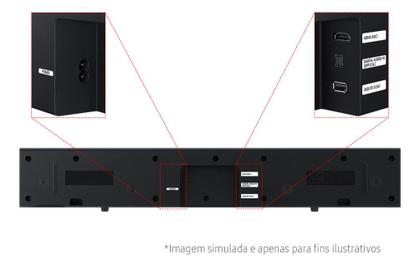 Imagem de Soundbar Samsung HW-B400F, com 2.0 canais, Bluetooth, Subwoofer integrado e HDMI ARC