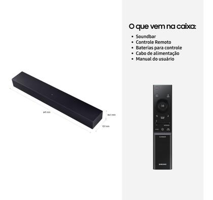 Imagem de Soundbar Samsung HW-B400F, com 2.0 canais, Bluetooth, Subwoofer integrado e HDMI ARC