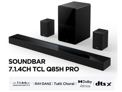 Soundbar TCL Q85H Pro 7.1.4 Bluetooth v5.4 com Subwoofer 860W