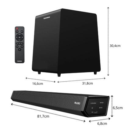 Imagem de Soundbar Telefunken 2.1Caixa de Som Tv Home Theater C/subwoofer Bluetooth Som de Cinema Polaris 900