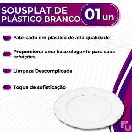 Imagem de Sousplat De Plástico Redondo Patinado Moon Branco Mesa Posta 33cm Lyor