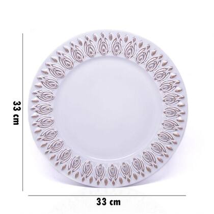 Imagem de Sousplat Decorativo Branco Com Flores Em Rose 33cm
