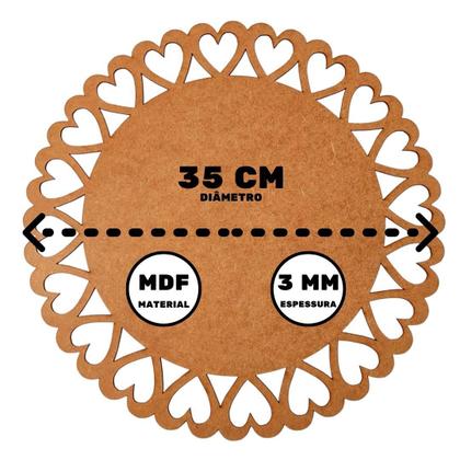 Imagem de Sousplat em MDF Cru Arabesco 35cm - MDF 3mm - Kit C/ 6 Unid.