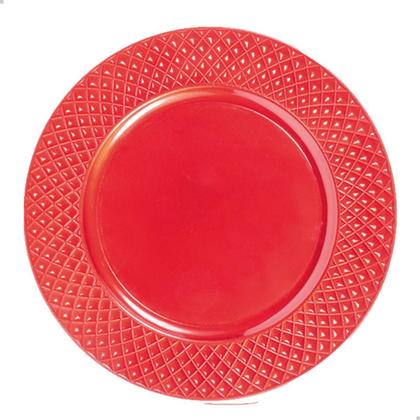 Imagem de Sousplat Natal Vermelho Borda Trabalhada Decoração 33cm