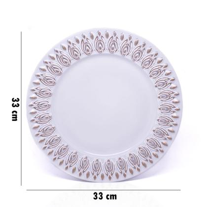 Imagem de Sousplat para Prato de Mesa Decorativo Branco Com Flores Em Rose 33cm F01 - D'Rossi