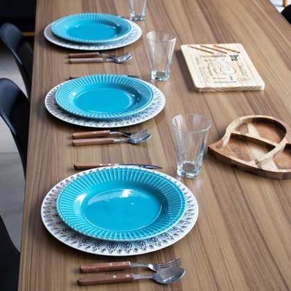 Imagem de Sousplat para Prato de Mesa Decorativo Branco Com Flores Em Rose 33cm F01 - D'Rossi