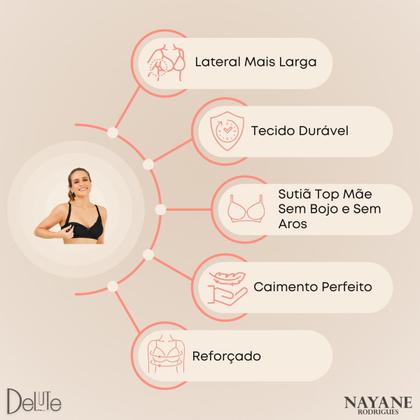 Imagem de Soutien Nayane Rodrigues para Amamentação Click Funcional Alça Larga Detalhe em Renda sem Bojo