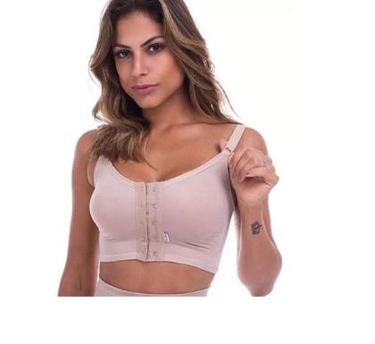 Imagem de Soutien Sutiã Pós Cirúrgico Sustentação Mama Seios Pós Cirúrgico Com Reforço Fecho Frontal  Prótese de Silicone 1614 