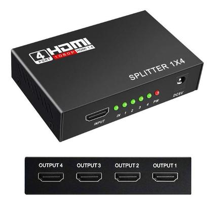 Imagem de Splitter distribuidor hdmi 1x4 divisor full hd 1.4 3d 1080p