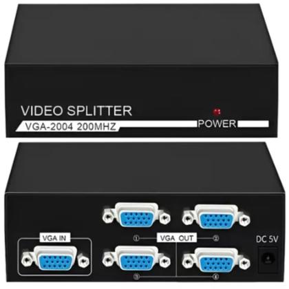 Imagem de Splitter VGA 1 x 4 Distribuidor Divisor De Sinal De Video + Fonte