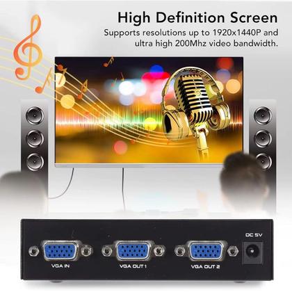 Imagem de Splitter VGA 1x2 Resolução 1920x1440p 30m Knup KP-AD139