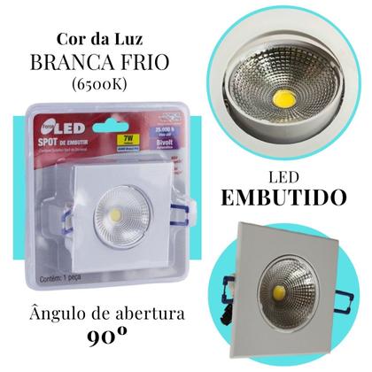 Imagem de Spot de Embutir com LED INTEGRADO 7W BIVOLT Quadrado