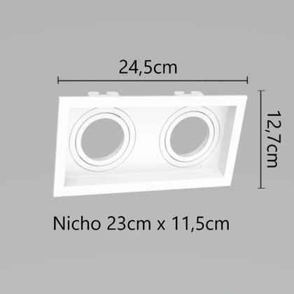 Imagem de Spot de Embutir Módulo Duplo AR70 Branco Face Recuada