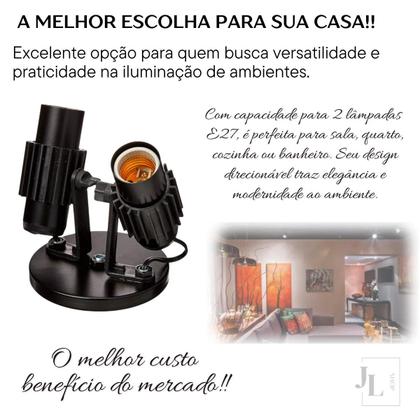 Imagem de Spot Duplo Bocal E27 Direcionável Aletado Bivolt De Sobrepor 