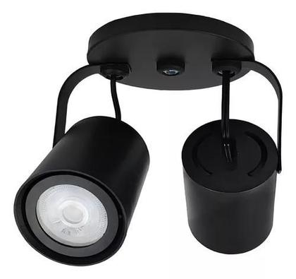 Imagem de Spot Duplo Redondo M2290hcdlp Cor Preto + 2 Lâmpadas Dicroica Led 4,8w