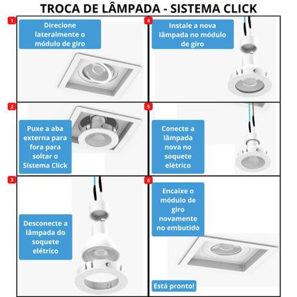 Imagem de Spot Embutir Preto Luminária Quadrado Recuado Dicroica MR16