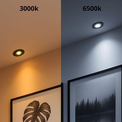 Imagem de Spot LED 5W 6500K Redondo Bivolt Branco-Frio Embutir Preto Fácil Instalação Iluminação