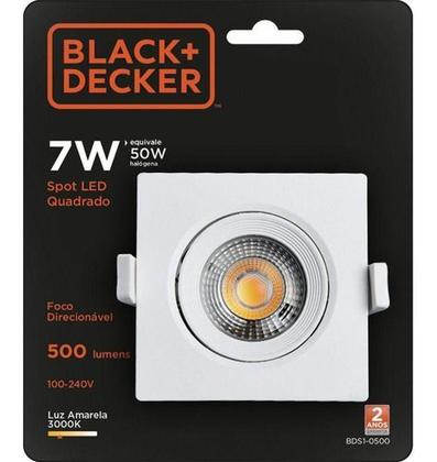 Imagem de Spot Led 7w Quadrado Branco Black&Decker 6500k Bivolt