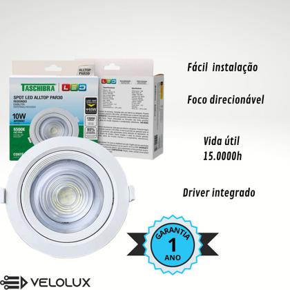 Imagem de Spot LED Embutir Redondo Alltop PAR30 10W 45º - Taschibra