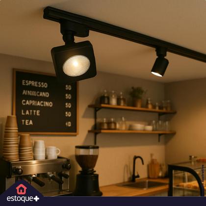 Imagem de Spot Led para Trilho Eletrificado 10w Quadrado Preto Nobby Deluxe