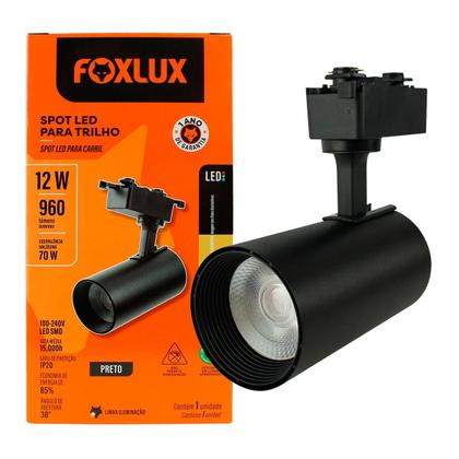 Imagem de Spot Led Trilho 12W Preto 3000K Bivolt Foxlux