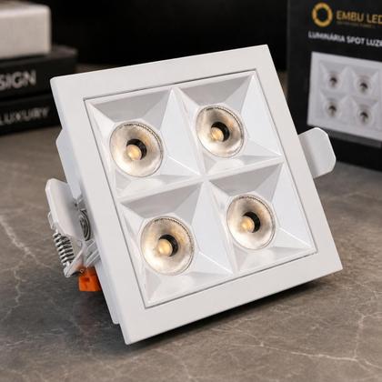 Imagem de Spot Luminária 4 Focos Embutir Led 8w Quadrado
