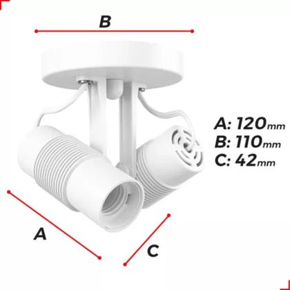 Imagem de Spot Luminária Sobrepor Direcionavel P/ Teto ou Parede Área Externa Interna Redondo Branco Ou Preto P/ 1 ou 2 Lâmpadas Escolha a Quantidade