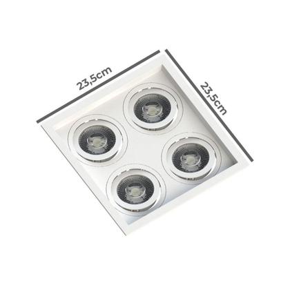 Imagem de Spot Quadruplo Embutir Quadrado Recuado Par20 Branco - Save Energy
