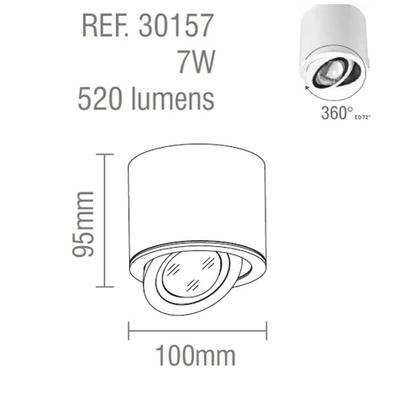 Imagem de Spot Sobrepor Led 7w 3000k Orbit 72 Branco 30157 Mantra