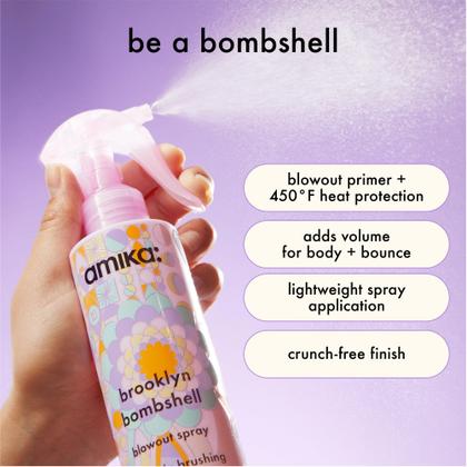 Imagem de Spray Blowout Amika Brooklyn Bombshell 200mL com proteção térmica