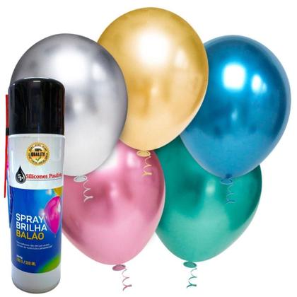 Imagem de Spray Brilho Para Balões Renovar Bexiga Buffet Festa 300 Ml - Silicone Paulista