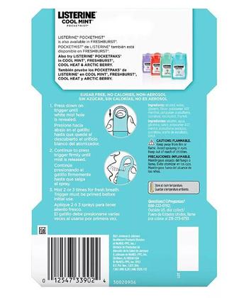 Imagem de Spray bucal Listerine cool mint pocketmist menta pacote de 2 unidades 14.14 ml