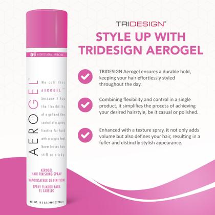 Imagem de Spray de Cabelo Tridesign Aerogel - 310ml - Fixação Flexível e Não Tóxico