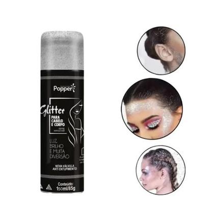 Imagem de Spray de Glitter para Cabelo e Corpo Prata 135ml