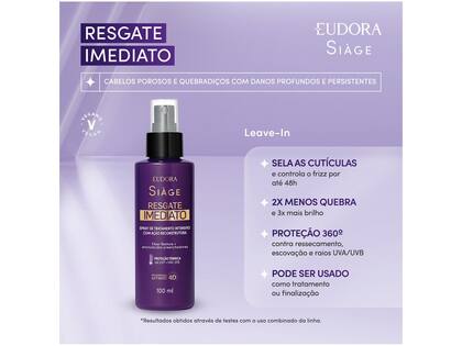 Imagem de Spray Finalizador de Cabelo Eudora Siàge Resgate Imediato 100ml