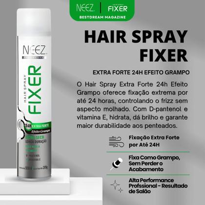 Imagem de Spray Fixador De Cabelo Profissional Neez Laque Capilar Extra Forte Efeito Grampo 24 Horas 400ml