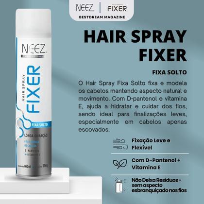 Imagem de Spray Fixador De Cabelo Profissional Neez Laque Capilar Fixa Solto Longa Duração 400ml