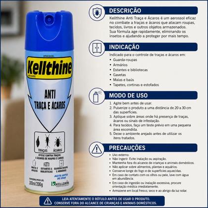 Imagem de Spray Inseticida Kelldrin 300ml: Controle Eficaz de Traças, Ácaros e Pulgas