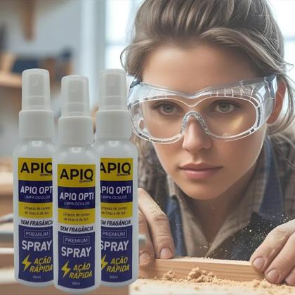 Imagem de Spray Limpa Lente De Óculos De Grau De Sol Kit Com 3 Peças 60ml Branco Sem Fragrância