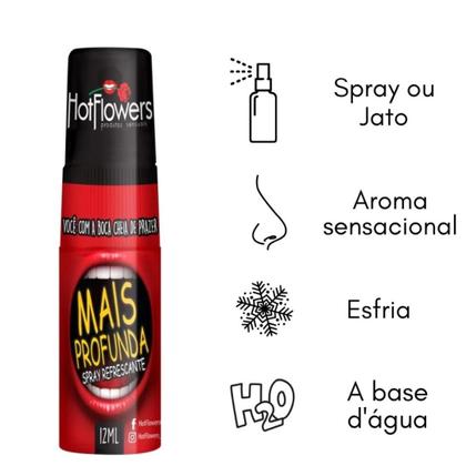 Imagem de Spray Refrescante para Sexo Oral Mais Profunda Hot fLOWERS 12ML