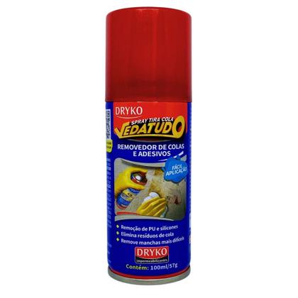 Imagem de Spray Tira Cola Removedor Adesivo Silicone Vidro Dryko 100ml Mancha Difícil Caneta Giz Cera Óleo ResíduoFitaEtiqueta