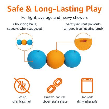 Imagem de Squeaker Toy Dog Balls Amazon Basics, 6,4 cm, pacote com 3, azul e laranja