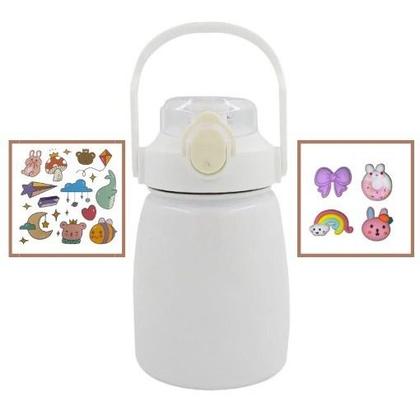 Imagem de Squeeze Inox Garrafa Térmica Com Alça E Adesivos 3d 800ml