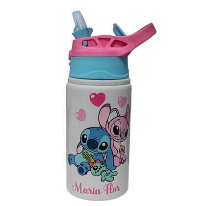 Imagem de Squeeze  Stitch Volta ás Aulas Bico Silicone Infantil 500ml Com Nome